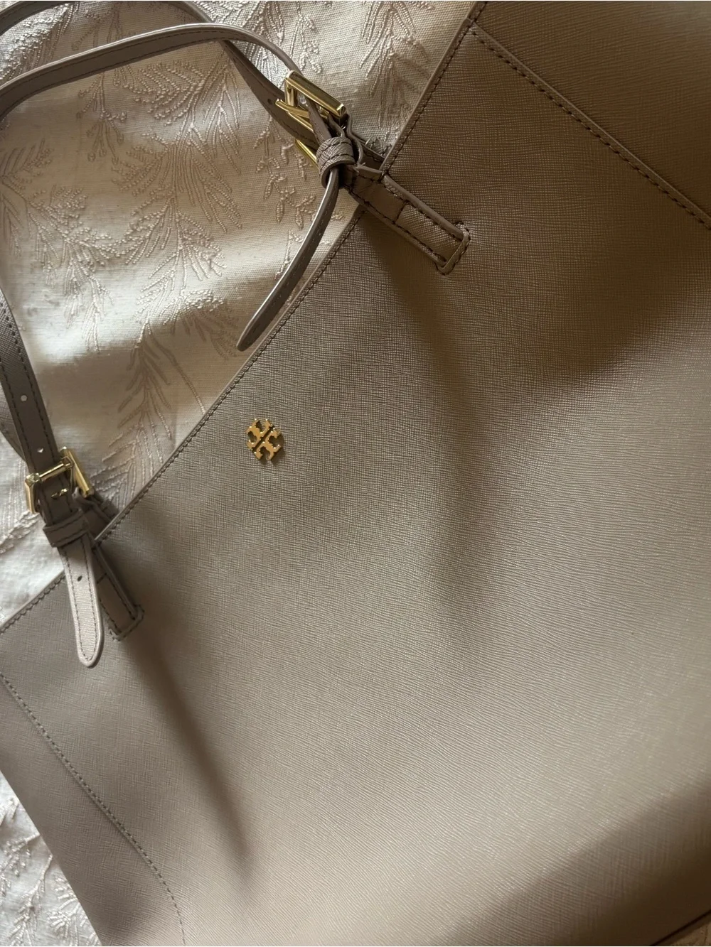 Tory Burch Leather Tote with Gold Logo